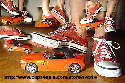 Crush Car In Red Sneakers